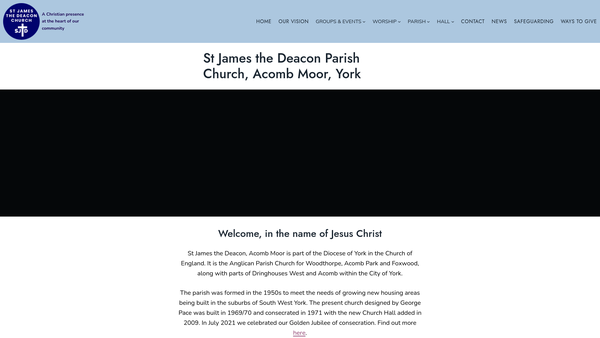 Screenshot of the The Parochial Church Council Of The Ecclesiastical Parish Of James The Deacon, Acomb Moor, York website