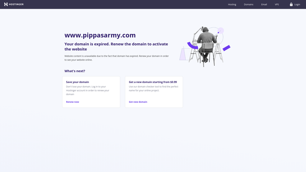 Screenshot of the Pippa's Army website