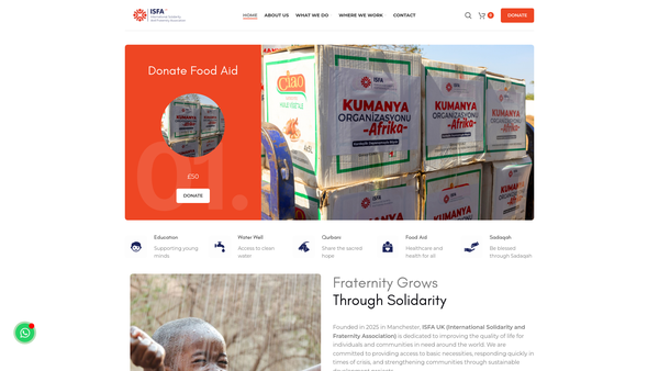 Screenshot of the International Solidarity And Fraternity Association website