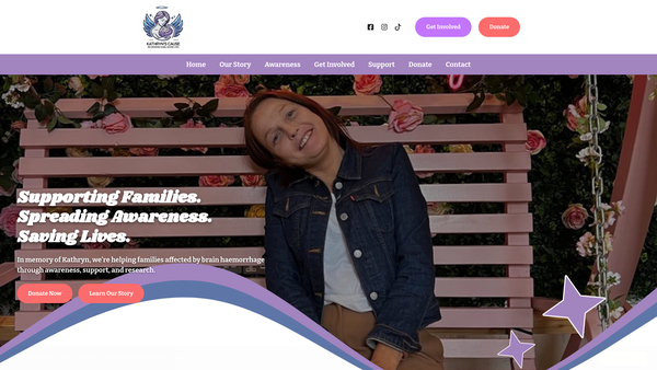 Screenshot of the Kathryn's Cause website