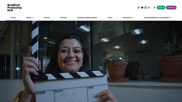 Screenshot of the Bradford Producing Hub Limited website
