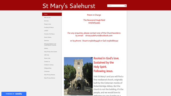 Screenshot of the The Parochial Church Council Of The Ecclesiastical Parish Of St Mary The Virgin,salehurst In The Diocese Of Chichester website