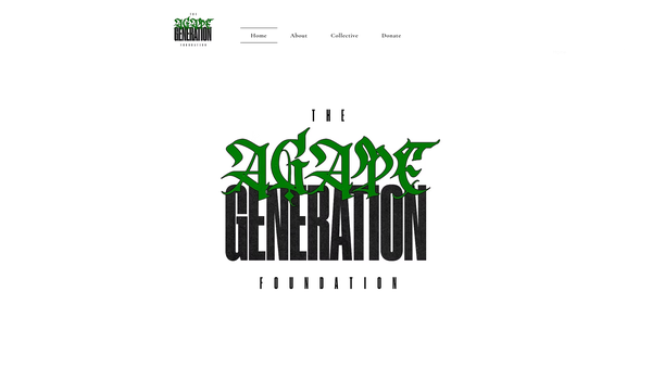 Screenshot of the The Agape Generation Foundation website