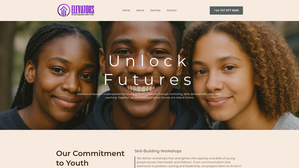 Screenshot of the Elevators website