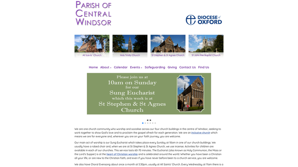 Screenshot of the Parish Of Central Windsor website