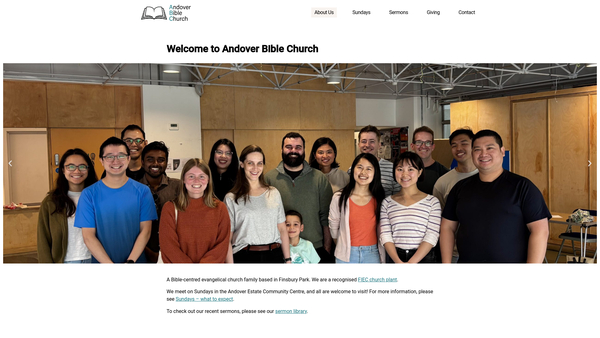 Screenshot of the Andover Bible Church website