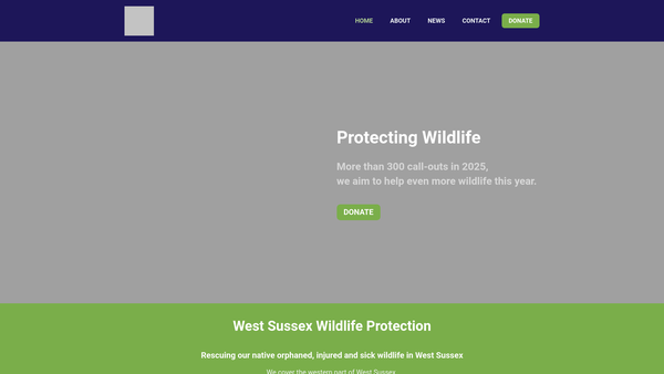 Screenshot of the West Sussex Wildlife Protection website