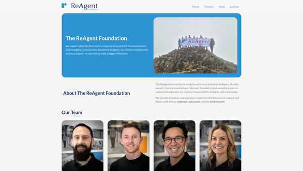 Screenshot of the The Reagent Foundation website