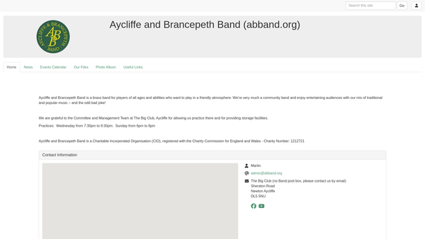 Screenshot of the Aycliffe And Brancepeth Band website