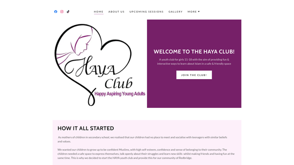 Screenshot of the Haya Club website