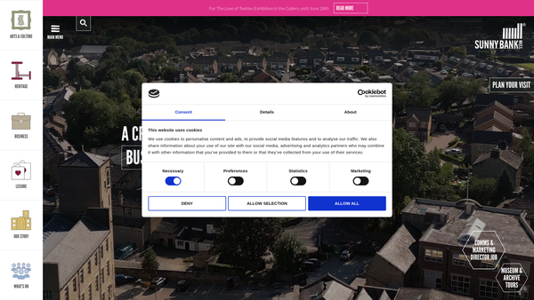 Screenshot of the Sunny Bank Mills Museum And Archive Limited website