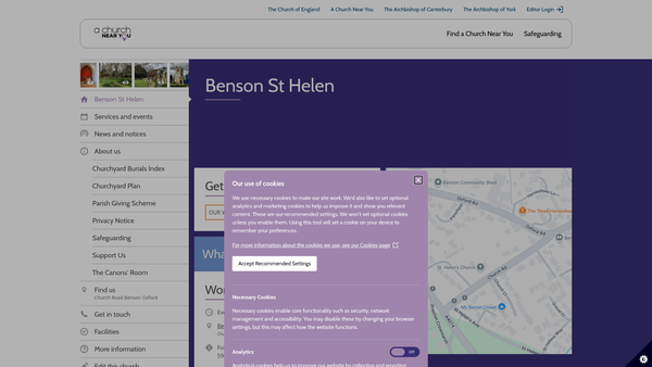 Screenshot of the The Parochial Church Council Of The Ecclesiastical Parish Of St Helen's Benson In The Diocese Of Oxford website