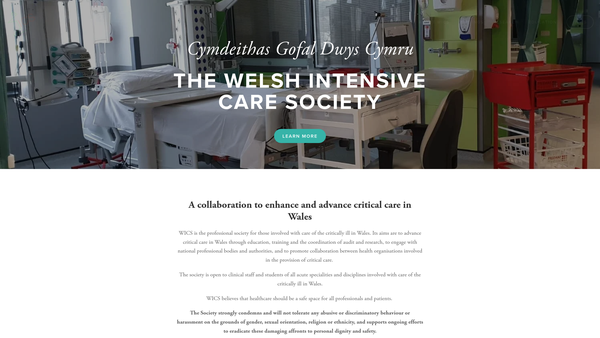 Screenshot of the Welsh Intensive Care Society website
