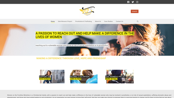 Screenshot of the Women On The Frontline Ministries website