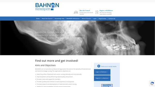 Screenshot of the British Association Of Head & Neck Oncology Nurses website