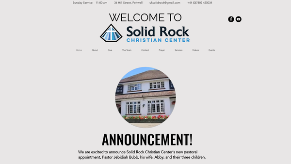 Screenshot of the Solid Rock Christian Centre website