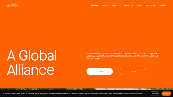 Screenshot of the Design For Good website
