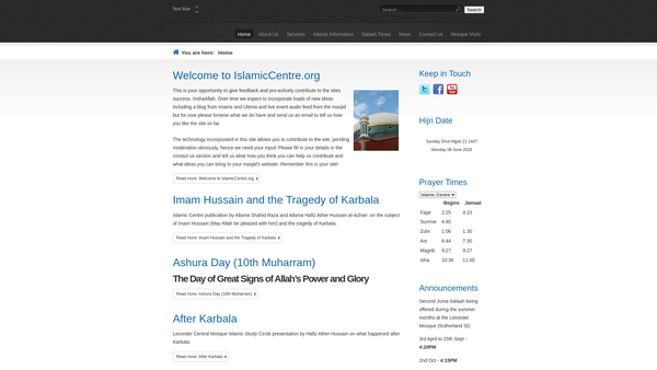 Screenshot of the The Islamic Centre Leicester website