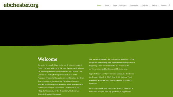 Screenshot of the Ebchester Community Association website