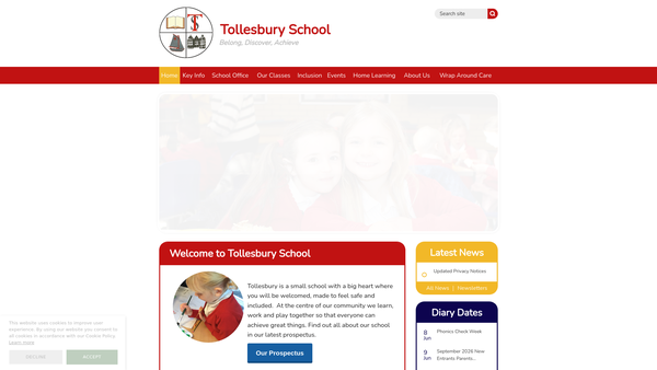 Screenshot of the Tollesbury Parent, Teacher And Friends Association (Tptfa) website