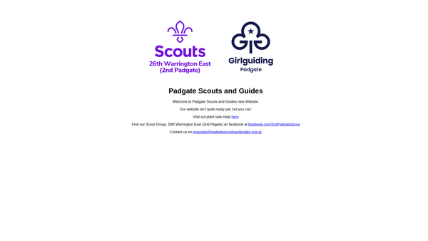 Screenshot of the 26th Warrington East 2nd Padgate Scout Group website