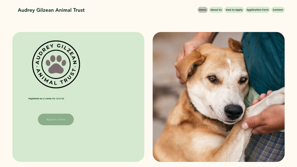 Screenshot of the Audrey Gilzean Animal Trust website