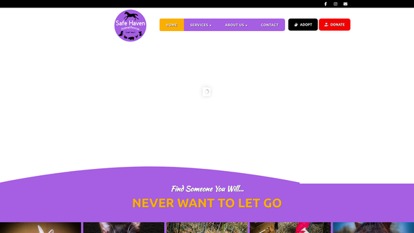 Screenshot of the Safe Haven Animal Rescue UK website