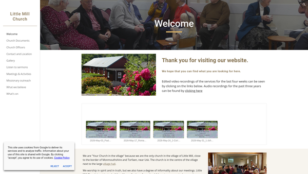 Screenshot of the Little Mill Baptist Church website