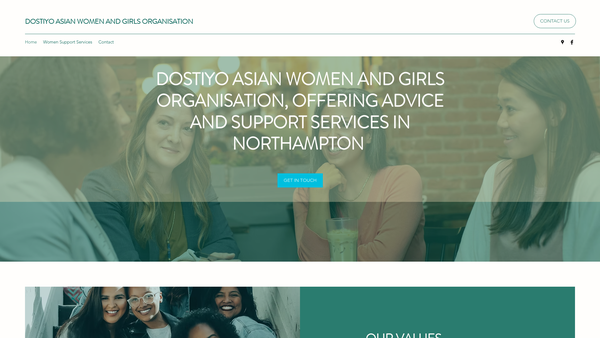 Screenshot of the Dostiyo Asian Community Organisation website