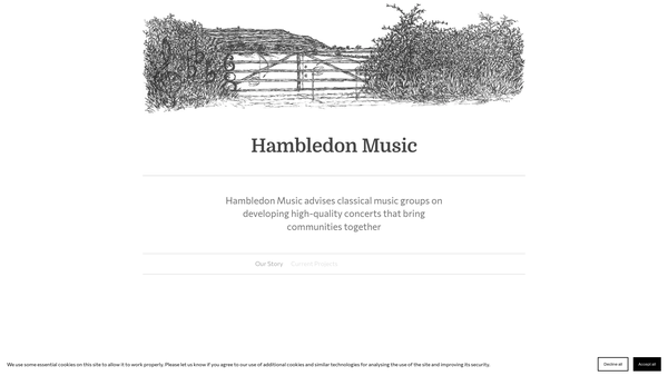 Screenshot of the Hambledon Music website