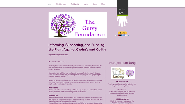 Screenshot of the The Gutsy Foundation website