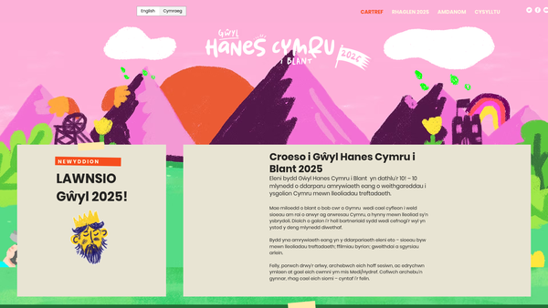 Screenshot of the Gwyl Hanes Cymru I Blant/children's Festival Of Welsh History website