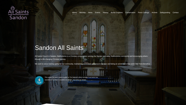 Screenshot of the The Parochial Church Council Of The Ecclesiastical Parish Of Sandon With Burston website