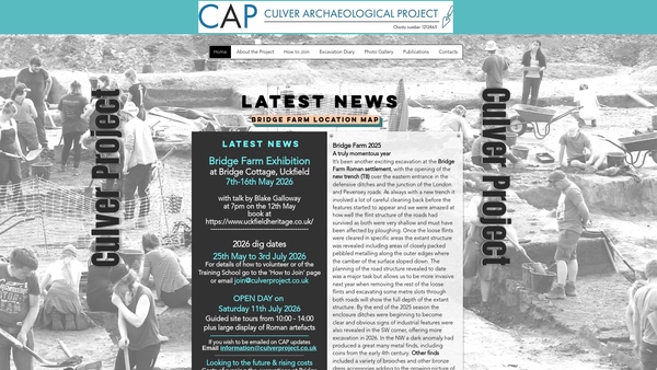 Screenshot of the Culver Archaeological Project website