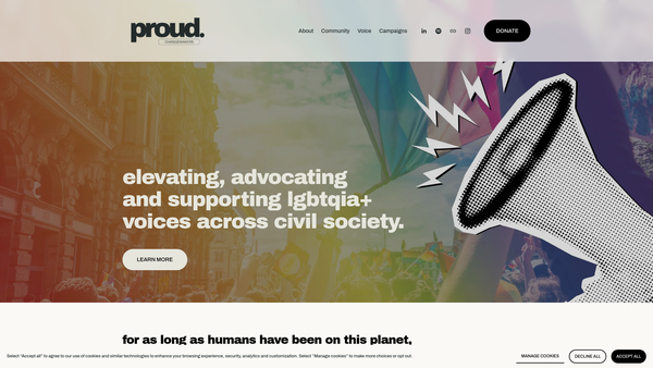 Screenshot of the Proud Changemakers website