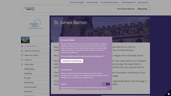 Screenshot of the The Parochial Church Council Of The Ecclesiastical Parish Of Barton Under Needwood website