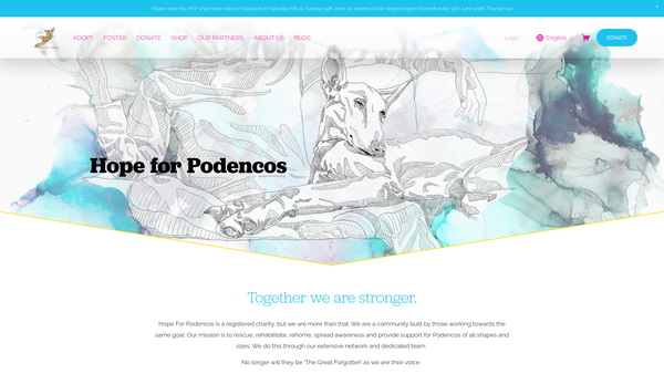 Screenshot of the Hope For Podencos UK website