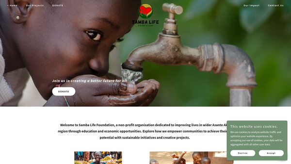 Screenshot of the Samba Life website