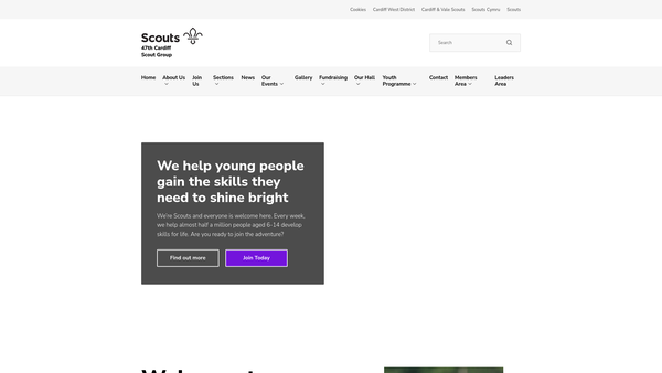 Screenshot of the 47th Cardiff Scout Group website