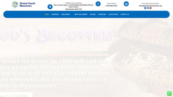 Screenshot of the Divine Touch Ministries website