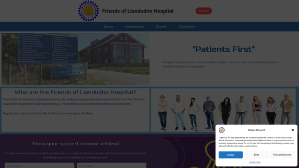 Screenshot of the Friends Of Llandudno Hospital website