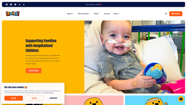 Screenshot of the Louie's website