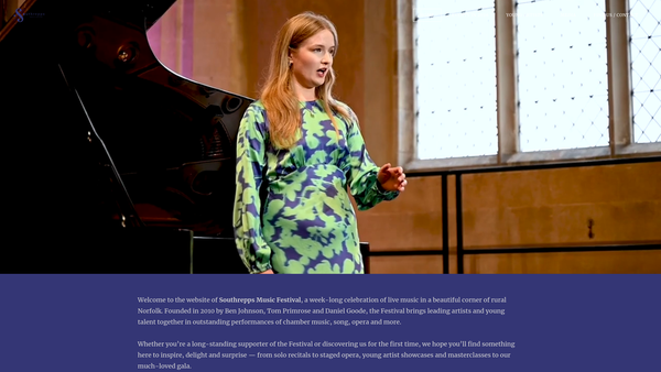 Screenshot of the Southrepps Music Festival website