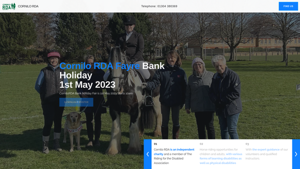 Screenshot of the Cornilo Group Riding For The Disabled Association Incorporating Carriage Driving website
