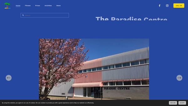 Screenshot of the The Paradise Centre website