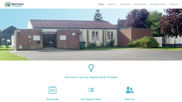 Screenshot of the Barnston Village Hall website