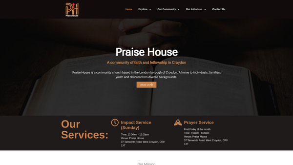 Screenshot of the Tabernacle Of Praise Ministries website