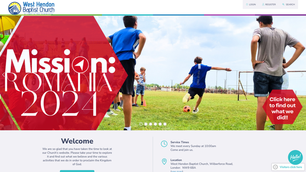 Screenshot of the West Hendon Baptist Church website