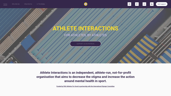 Screenshot of the Athlete Interactions website