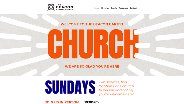 Screenshot of the The Beacon Baptist Church website